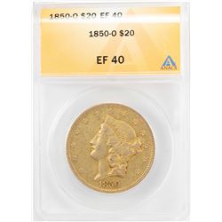 1850-O $20 Liberty Head Double Eagle Gold Coin ANACS XF40