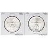 Image 1 : Lot of (2) Brilliant Uncirculated 1980 Mexico Una Onza Casas De Moneda Silver Coins