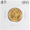 Image 1 : 1893 $5 Liberty Head Half Eagle Gold Coin