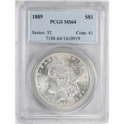 1889 $1 Morgan Silver Dollar Coin PCGS MS64