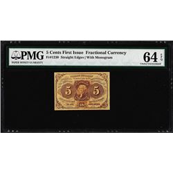 July 17, 1862 First Issue 5 Cent Fractional Currency Note PMG Choice Uncirculated 64EPQ