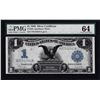 Image 1 : 1899 $1 Black Eagle Silver Certificate Note Fr.236 PMG Choice Uncirculated 64