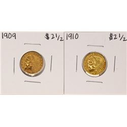 Lot of 1909-1910 $2 1/2 Indian Head Quarter Eagle Gold Coins