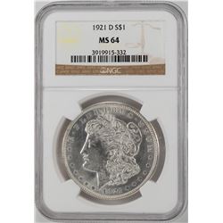 1921-D $1 Morgan Silver Dollar Coin NGC MS64
