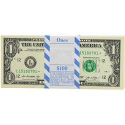 Pack of (100) Consecutive 2013 $1 Federal Reserve STAR Notes San Francisco