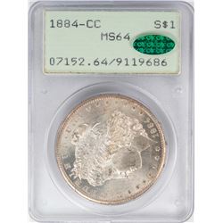 1884-CC $1 Morgan Silver Dollar Coin PCGS MS64 CAC Old Rattler Holder
