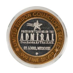 .999 Fine Silver President Casino on the Admiral $10 Limited Edition Gaming Token