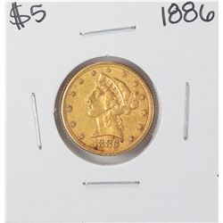 1886 $5 Liberty Head Half Eagle Gold Coin