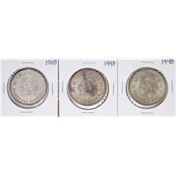 Lot of (3) 1948 Mexico Cinco Pesos Silver Coins