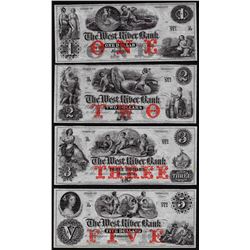 Cut Sheet of $1/$2/$3/$5 The West River Bank Obsolete Notes