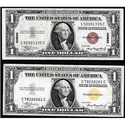 Lot of 1935A $1 Hawaii & North Africa WWII Emergency Issue Silver Certificate Notes