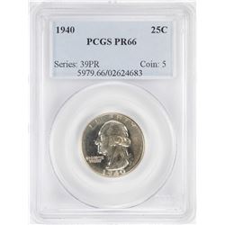 1940 Proof Washington Quarter Coin PCGS PR66