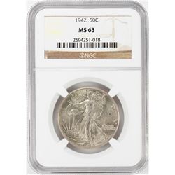 1942 Walking Liberty Half Dollar Coin NGC MS63