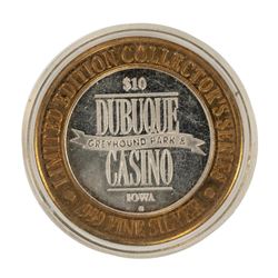 .999 Silver Dubuque Greyhound Park & Casino, Iowa $10 Limited Edition Gaming Token
