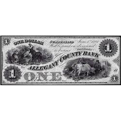 1861 $1 Allegany County Bank Cumberland. MD Obsolete Note