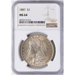 1887 $1 Morgan Silver Dollar Coin NGC MS64