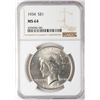 Image 1 : 1934 $1 Peace Silver Dollar Coin NGC MS64