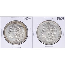 Lot of (2) 1904 $1 Morgan Silver Dollar Coins