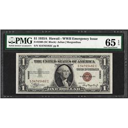 1935A $1 Hawaii WWII Emergency Issue Silver Certificate Note PMG Gem Unc. 65EPQ