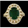 Image 2 : 4.10 ctw Emerald and Diamond Ring - 14KT Yellow Gold