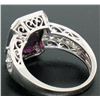 Image 6 : 14k White Gold Filigree Ring w/ Large Emerald Cut Deep Wine Red Rhodolite Garnet