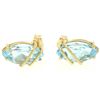 14k Yellow Gold 2.00 ctw Semi Caged Marquise Cut Blue Topaz Stud Earrings