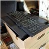 Image 2 : BOX OF OFFICE ORGANIZERS, KEYBOARD, AND 2 MONITORS