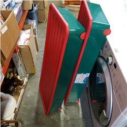 2 GREEN AND RED UNDER BED TOTES