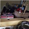 Image 2 : 2 TRAYS OF CERAMIC FIGURES, VASE, SAFETY LIGHT, AND DECOR