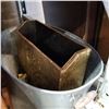 Image 2 : GALVANIZED TUB, BRASS FIREBOX AND PLATTER AND WOOD RACKOOD