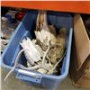 Image 1 : BLUE TOTE OF ANIMAL SKULLS, BONES, HORNS, AND FUR