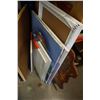Image 1 : LOT OF NEW CANVASES, CORK BOARD, PAINTING, AND BURL PICTURE