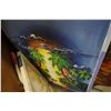 Image 3 : LOT OF NEW CANVASES, CORK BOARD, PAINTING, AND BURL PICTURE
