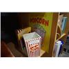 Image 1 : CERAMIC POPCORN BUCKET, SEASONING SET, AND TIN SIGN