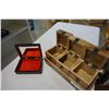 Image 4 : EASTERN LACQUER BOX AND 3 CARVED BOXES ON STAND