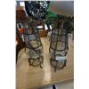 Image 1 : PAIR OF IRON AND GLASS CANDLE STANDS