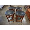 Image 1 : 4 STUDDED LEATHER SWIVEL BAR STOOLS