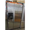 Image 1 : MAYTAG STAINLES STEEL SIDE BY SIDE FRIDGE WITH FREEZER, W/ICE/WATER DISPENSER, TESTED AND WORKING GU