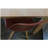 Image 2 : SMALL SOLID WOODEN CHOCCOO TABLE W/ BROWN AND YELLOW DECORATIVE TUB CHAIRS