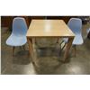 Image 1 : SMALL SOLID WOODEN CHOCCOO TABLE W/ 2 BLUE DECORATIVE TUB CHAIRS
