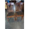 Image 1 : TWO ANTIQUE WOOD CHAIRS WITH STUDDED LEATHER SEATS