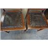Image 2 : TWO ANTIQUE WOOD CHAIRS WITH STUDDED LEATHER SEATS
