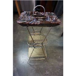 MID CENTURY MODERN ASH TRAY ON BRASS STAND