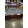 Image 1 : QUEEN SIZE MODERN SLEIGH BED FRAME W/ STORAGE FOOTBOARD