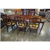 Image 1 : FRENCH PRONVICIAL CHERRY FINISH DINING TABLE W/ 2 LEAFS AND 6 CHAIRS