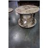 Image 2 : 3PC STONE TOP METAL BASE ROLLING COFFEE AND END TABLE SET