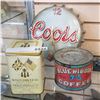 Image 1 : COORS BOTTLE CAP CLOCK AND COLLECTABLE TINS