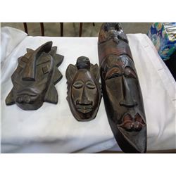 LOT OF CARVED WOOD WALL MASKS