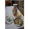 Image 1 : EASTERN VASE AND 2 HAND PAINTED EASTERN PLATES AND OSTRITCH EGG