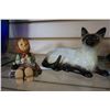 Image 1 : BESWICK CERAMIC CAT FIGURE #1559 AND GOEBEL GIRL FIGURE